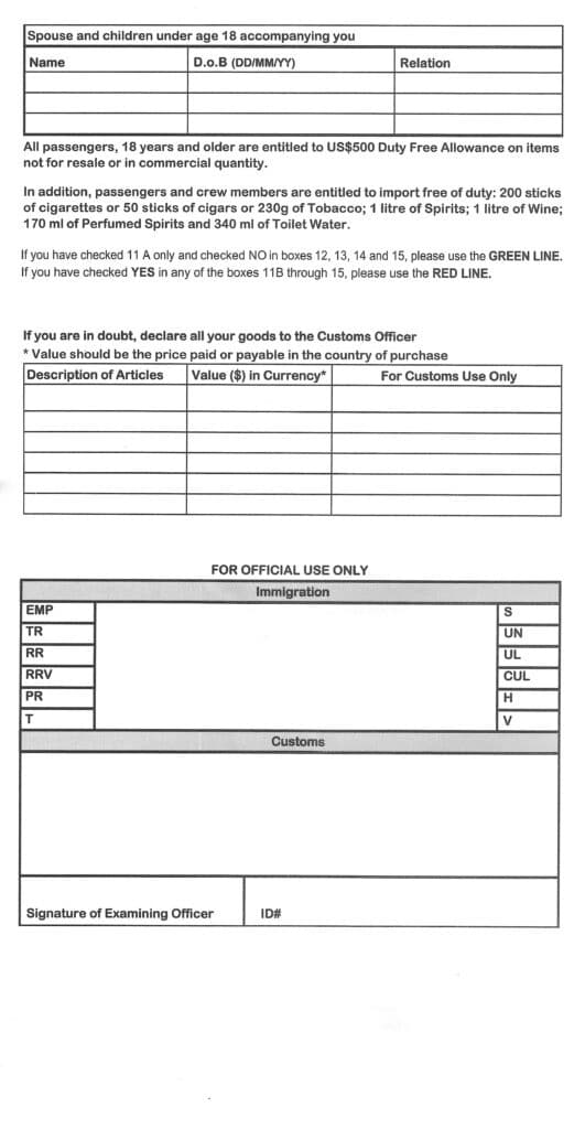 Jamaica C5 form - Jamaica customs form